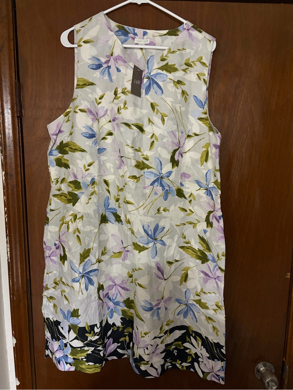 J.Jill “100 linen Marble Floral Print Sleeveless Midi Dress